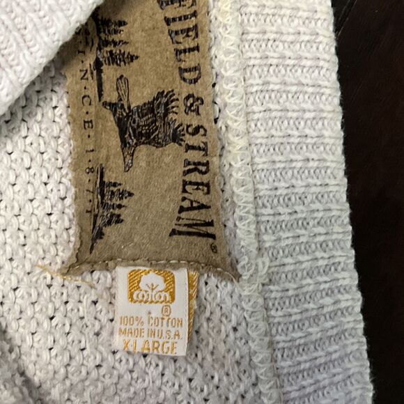 Vintage 90s Field And Stream Henley Sweater Heavy Knit Mens XL Made USA - Picture 3 of 8